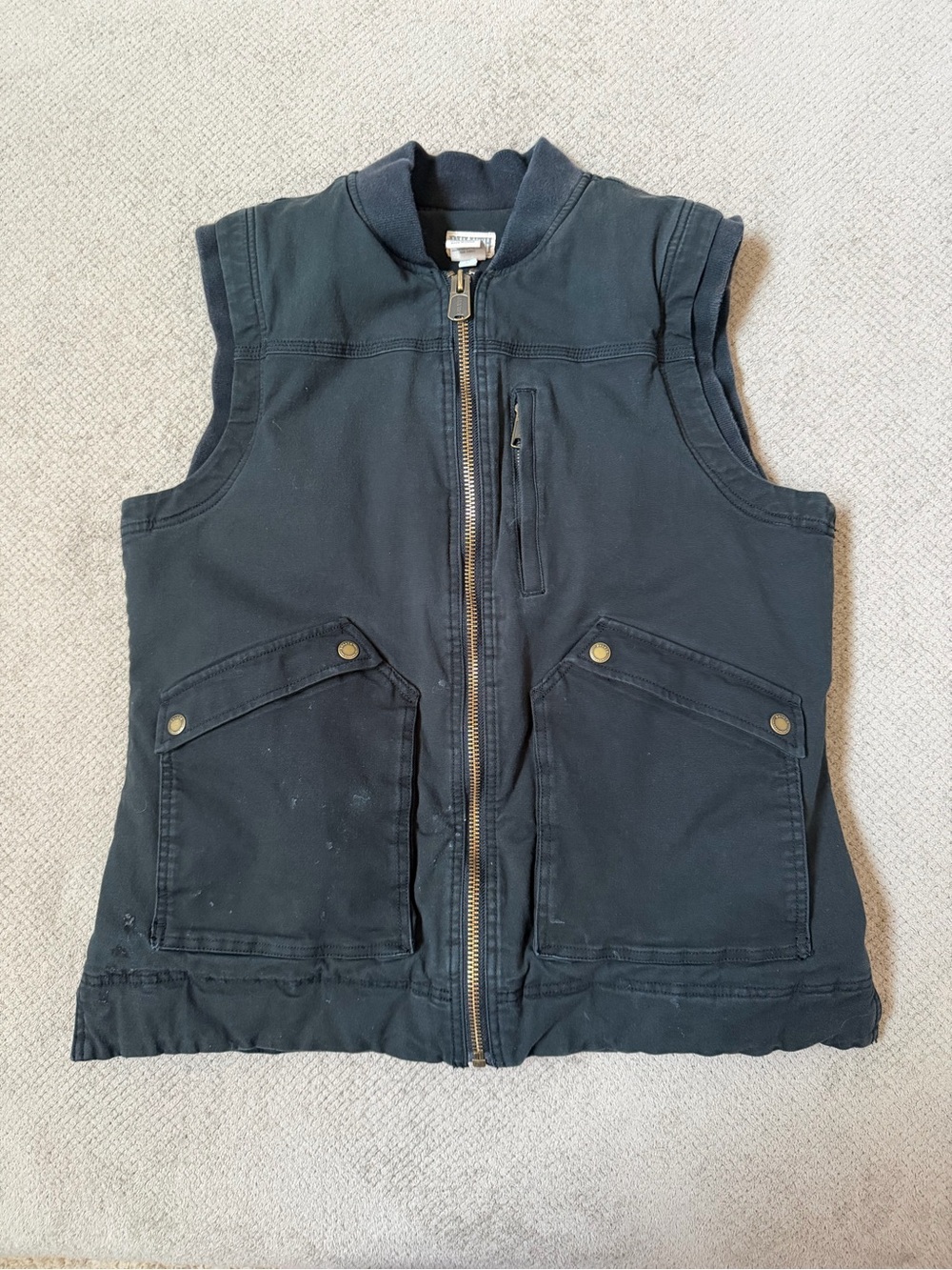 Duluth Trading Men’s Large Black Fire Hose Cotton Canvas Insulated Full Zip Vest